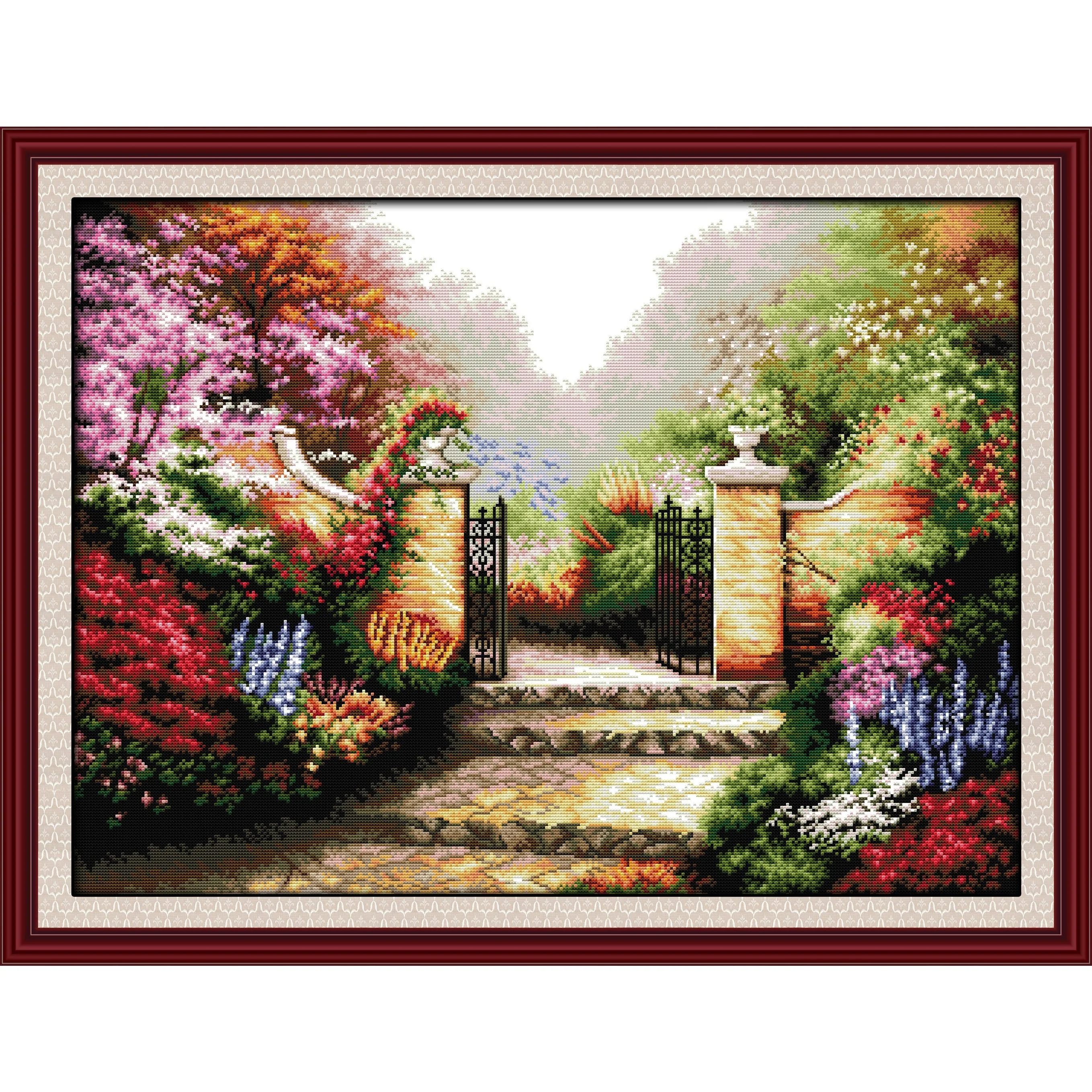 

Soulgift News Набор для вышивки крестом с предварительной печатью, штампованная ткань Аида с нитками DMC, набор для вышивания - Сад 2.