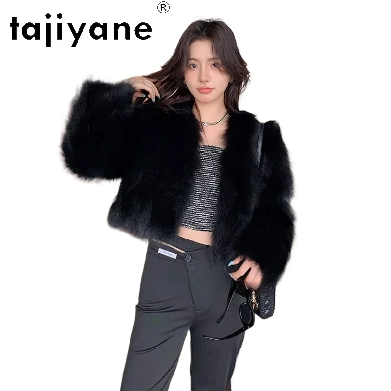

TAJIYANE 100% Natural Fox Fur Short Coat Women V-neck Real Fur Jacket Winter Woman Clothing 2025 Luxury Furry Jackets Fourrure