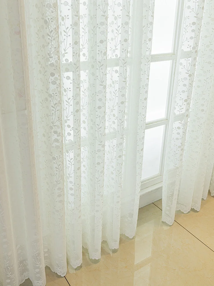 Korean Luxury Fantasy Gauze Curtains for Living Room Balcony Bedroom Insulated Sunscreen Window Screen Water-soluble Embroidery