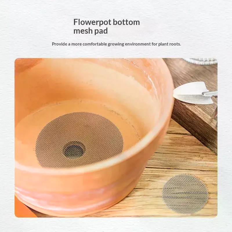 50Pcs Flower Pot Hole Mesh Gaskets Breathable Plastic Prevent Soil Loss for Home Office Potted Plant Decoration