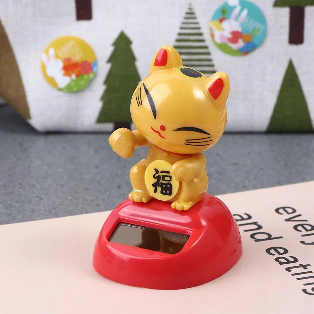 Toy Home Decor Classic Swing Doll Solar Power Lucky Cat Model Toys Solar Toys Dancing Lucky Cat Figure Shaking Head Swing Doll