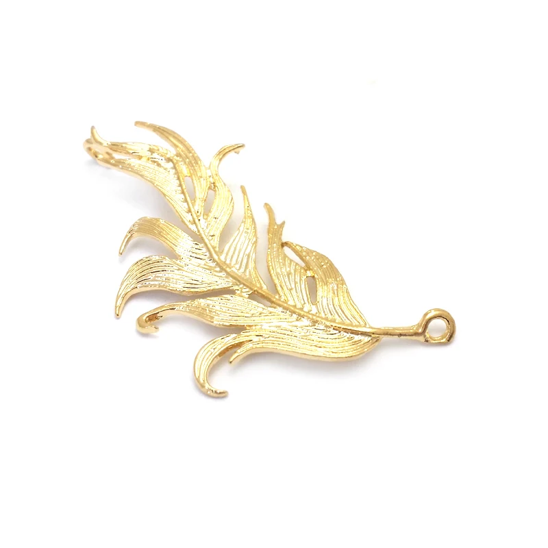 18K Gold Color Brass Feather Shape Charms Pendants High Quality Diy Jewelry Accessories Making Materials Rosediy Store - view 5
