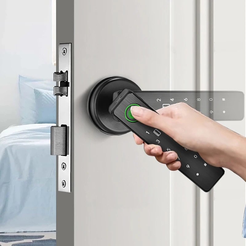 بطاقة قفل الباب الرقمية الإلكترونية/كلمة المرور/بصمة الإصبع/المفتاح/APP فتح قفل ذكي للباب الخشبي الداخلي للمكتب