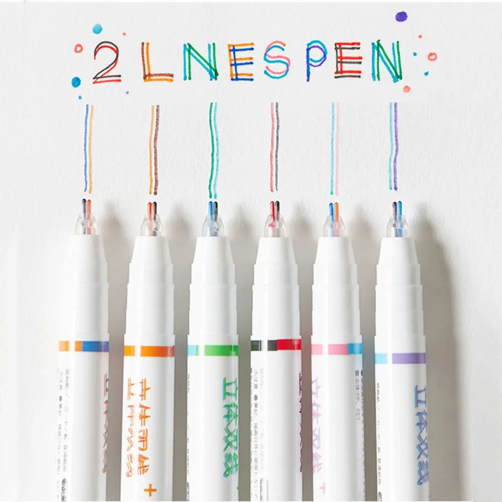 

Stationery Office Supplies Journal Scrapbooking Two-color Line Gel Pen Liner Art Markers Drawing Pens Double Line Colored Pen