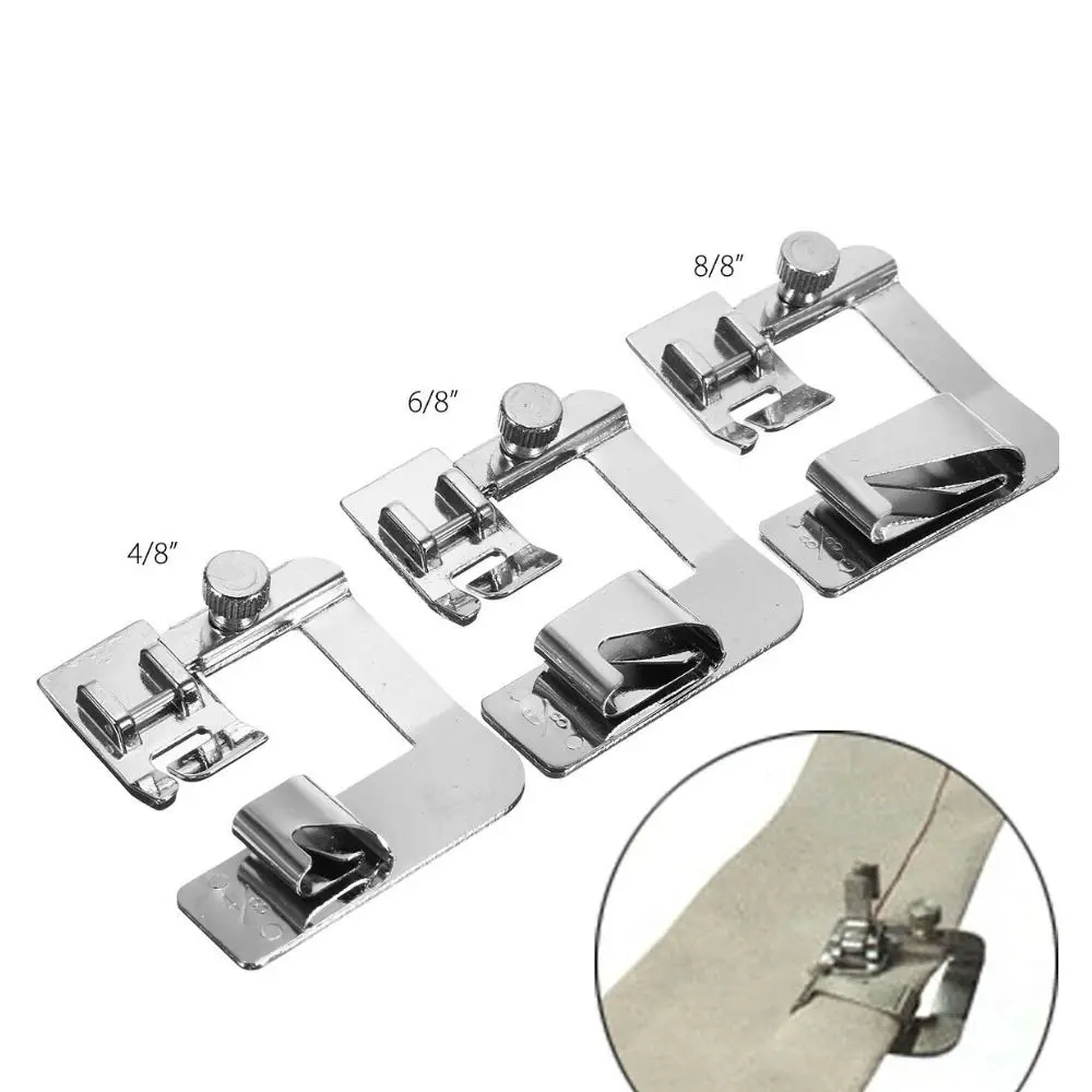 New Metal Sewing Machine Foot Cloth Leather Splice Durable Presser Foot Multi-function Rolled Hem Feet Home