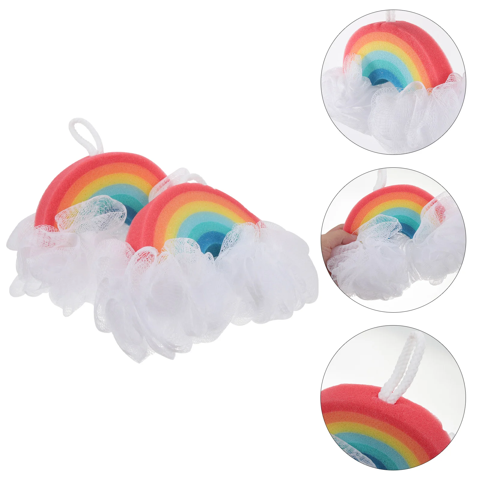 2 Pcs and Bath Towels Rainbow Sponge Child Toys for Toddlers Kids Body Wash Baby Tub Scrubber