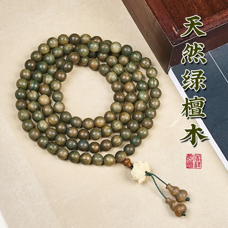 

Настоящий аргентинский браслет из зеленого сандалового дерева с лотосом, браслет из семян сандалового дерева Play Passion, женский браслет-розарий с бусинами Будды
