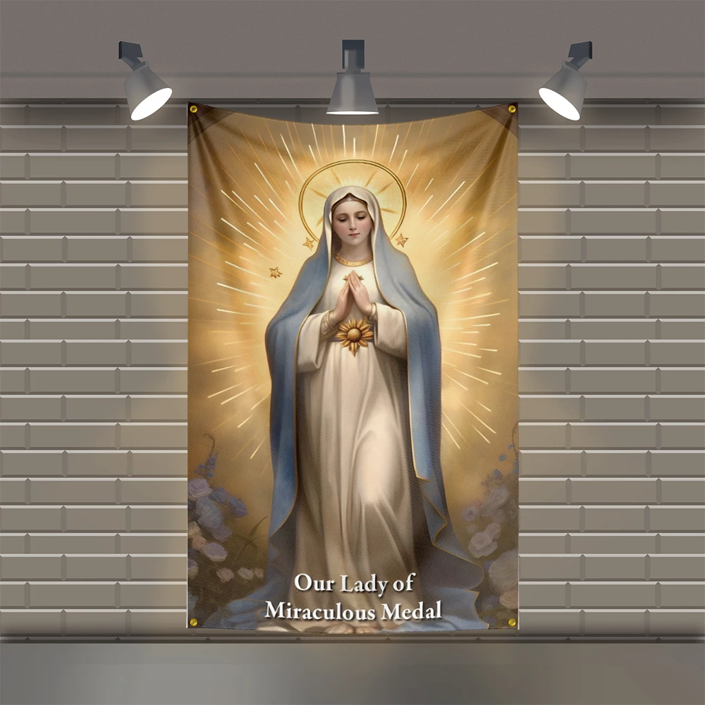 3x5 Ft Virgin Mary Our Lady of Guadalupe Jesus Flag Polyester Printed Auto 3I M Flags for Room garage Decor Home Family alexa