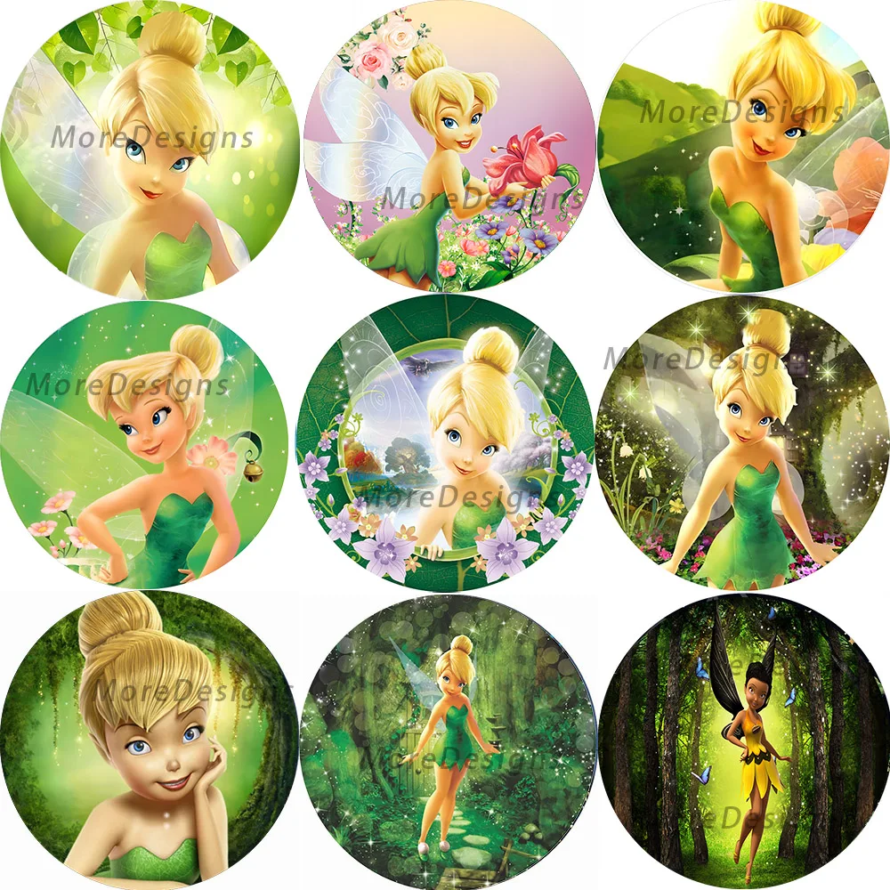 Disney Tinkerbell Round Photo Backdrop Baby Shower Circle Covers Girls Birthday Party Decoration Photography Background