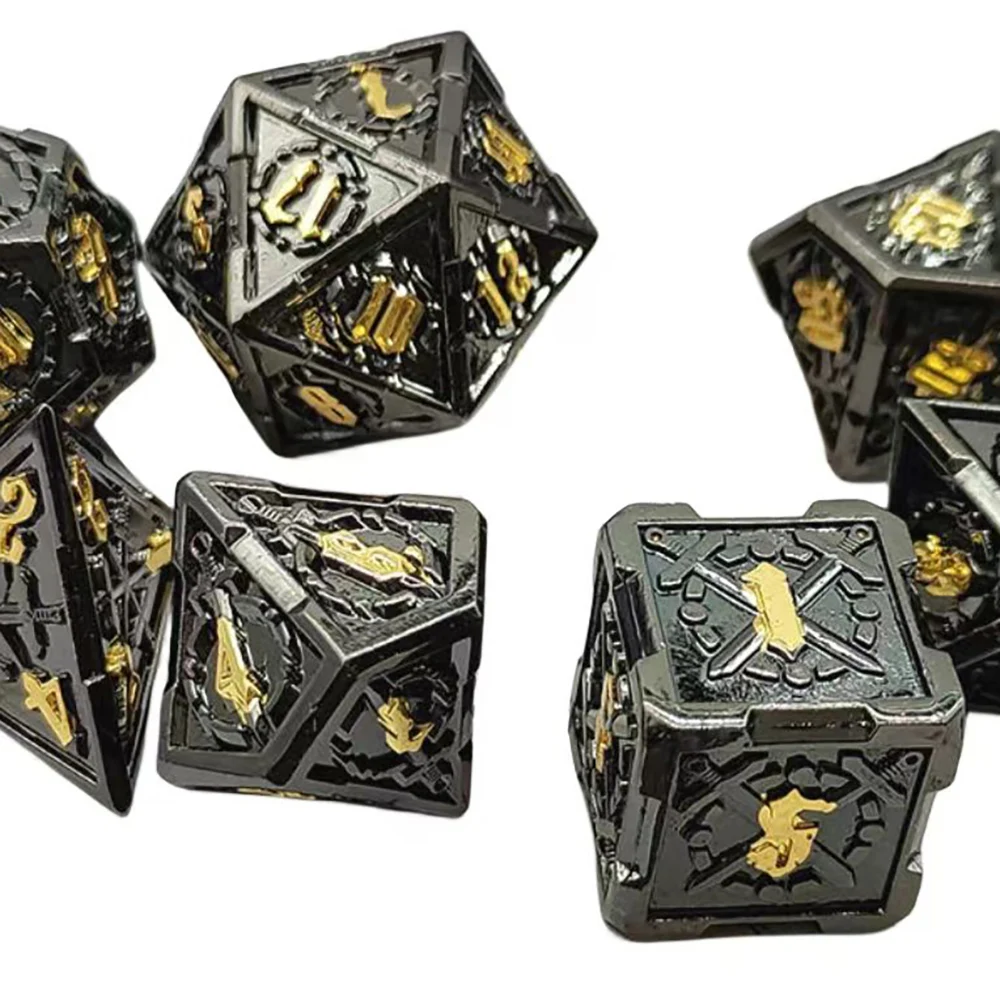 

7Pcs/Set Dnd Zinc Alloy Solid Metal Dice Polyhedral Dice D+D Used For Dungeon and Dragon Pathfinder Role Playing Game(RPG)/MTG