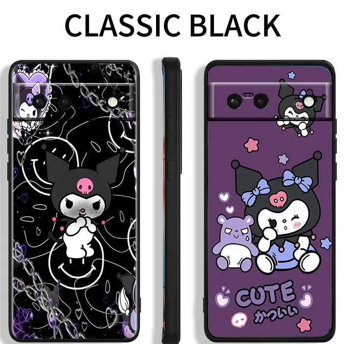 

Kuromi Cartoon Cute Darkness For Google Pixel 9 8 7A 7 6A 6 5A 5 4 4A XL 5G Black Silicon Shockproof Shell TPU Phone Case