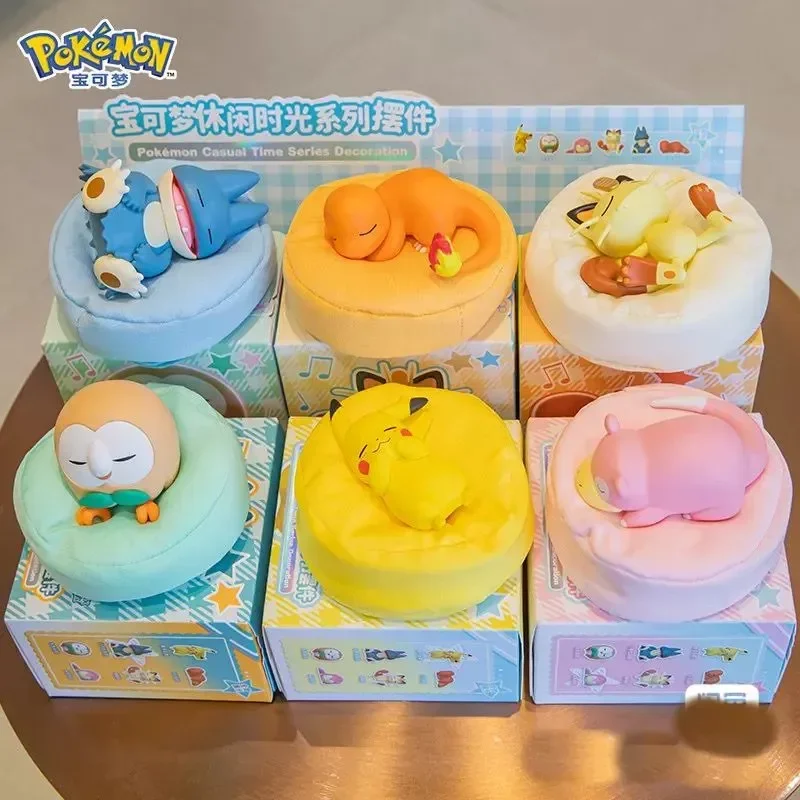 Pokemon Pikachu Meowth Slowpoke Rowlet Charmander Gonbe 6 Styles Figures Sleep Starry Dream Series Action Figure Cartoon Gift