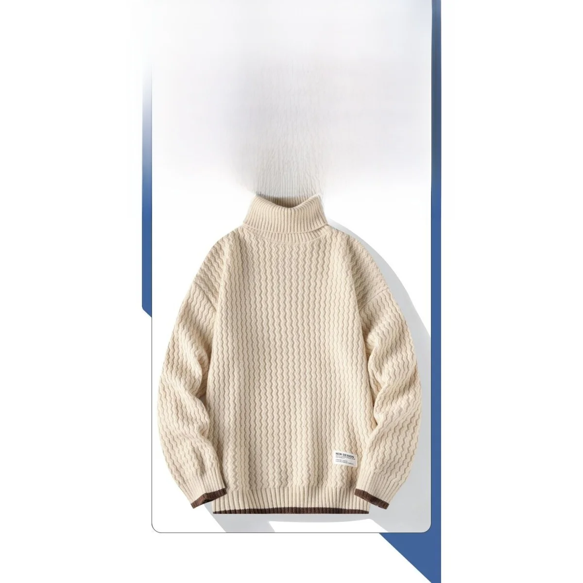 

Men's Thiened Loose High Collar Knitted Sweater Autumn Winter Japanese Sle Trendy Twist Line Coat Casual Comfortable Poly...