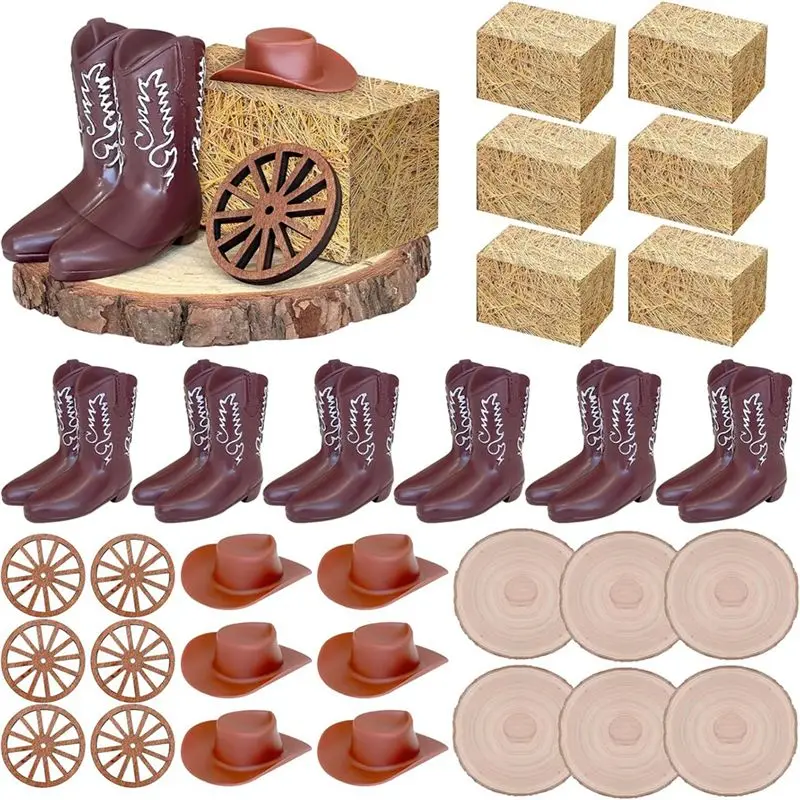 

BHTS-For Table Centerpiece Decorations- 30 Pcs Western Cowboy Style Boot Centerpiece For Parties For Wedding, Birthday Vintage