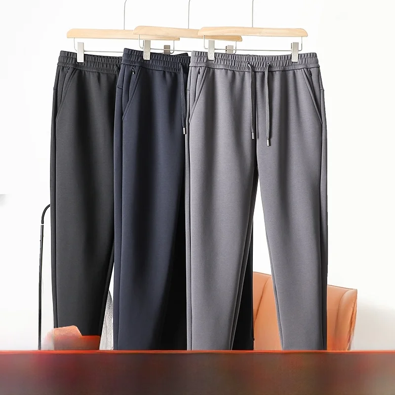 

Men's Casual Pants Soft Air Layer Elastic Waisand Skin-friendly Cotton Polyester Blend Straight Leg Spor Sle