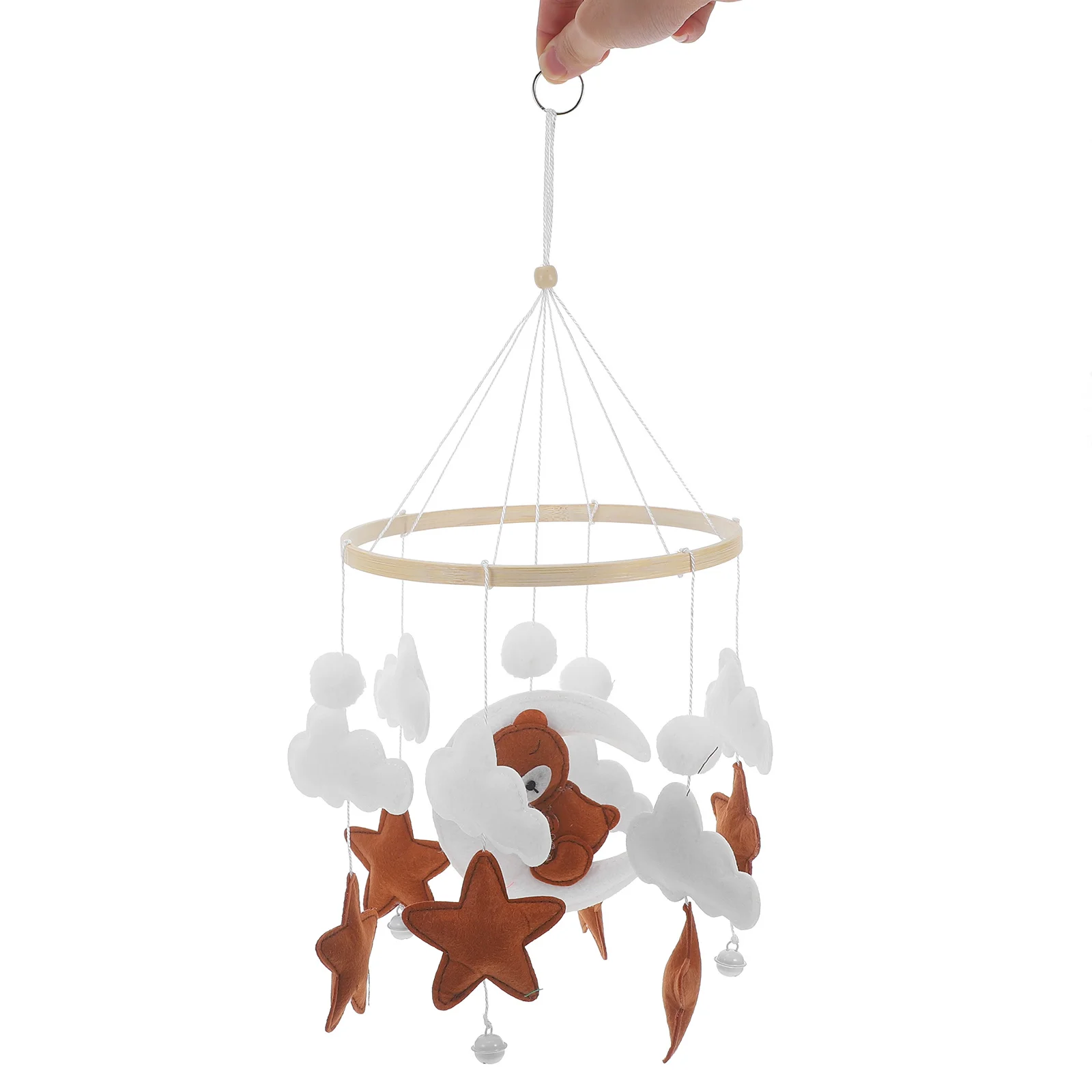Baby Crib Mobile Cartoon Bear Cloud Star Pendant Nursery Decoration Soothing Wind Chime Baby Bed Hanging Decor