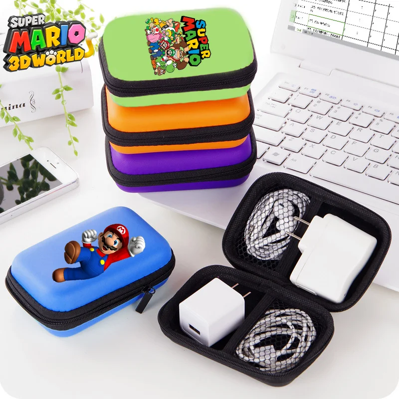 Сумка для хранения Super Marios Bros для мальчиков, мультяшная игра, кабель для передачи данных, зарядное устройство, дорожные наушники, портативный чехол, сумки, подарки для детей