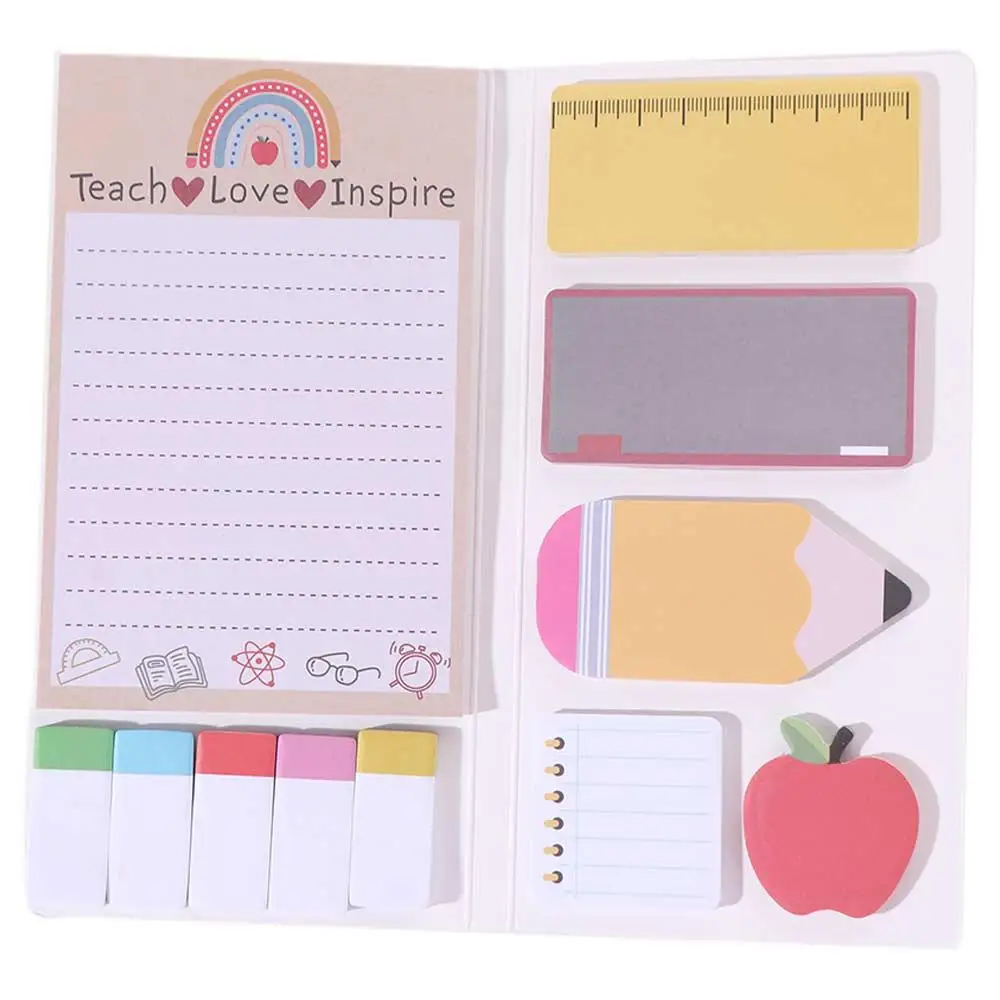 

Teachers' Day Theme Teacher Sticky Notes To Do List Self-Stick Sticky Note Pads Cute Cartoon Multi-piece Set Writing Memo Pads