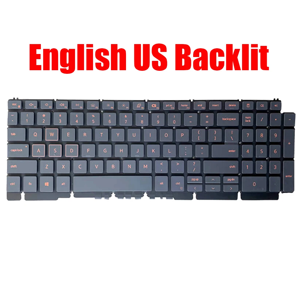 

English US Laptop Keyboard For DELL G15 5510 5511 5515 5520 5521 5525 0H4XRJ H4XRJ 343NN NSK-DEFBW 01 490.07R07.0201 Red Backlit