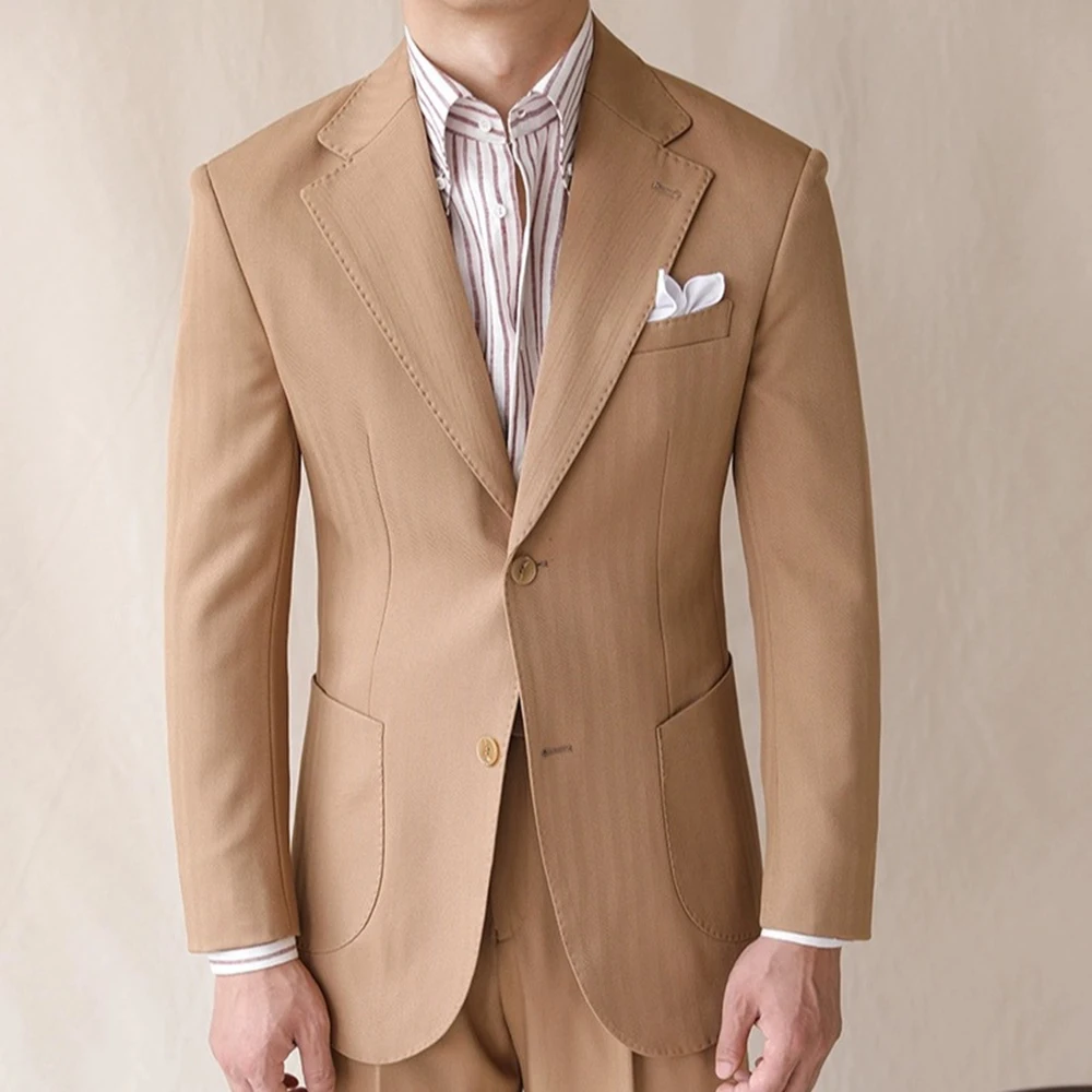 

Luxury Pantsuit 2 Piece Set For Men Regular Fit Suit Single-Breasted Blazer Mens Suit Business Wedding Outfit Customize