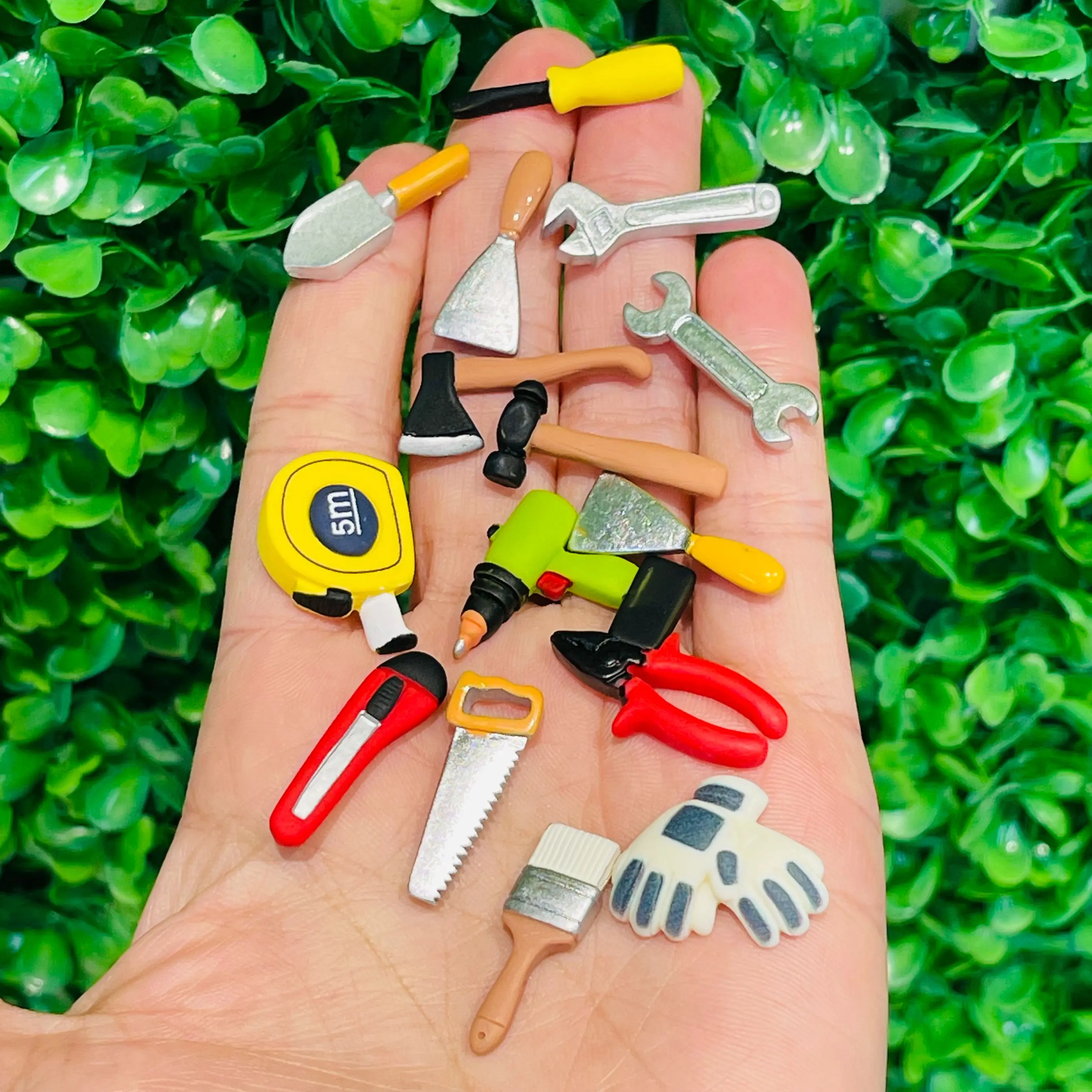 

1-15pcs Plier Hammer Tool Shoe Charms Accessories Brush Resin Clog Buckle DIY Adult Bracelet Holiday Gifts