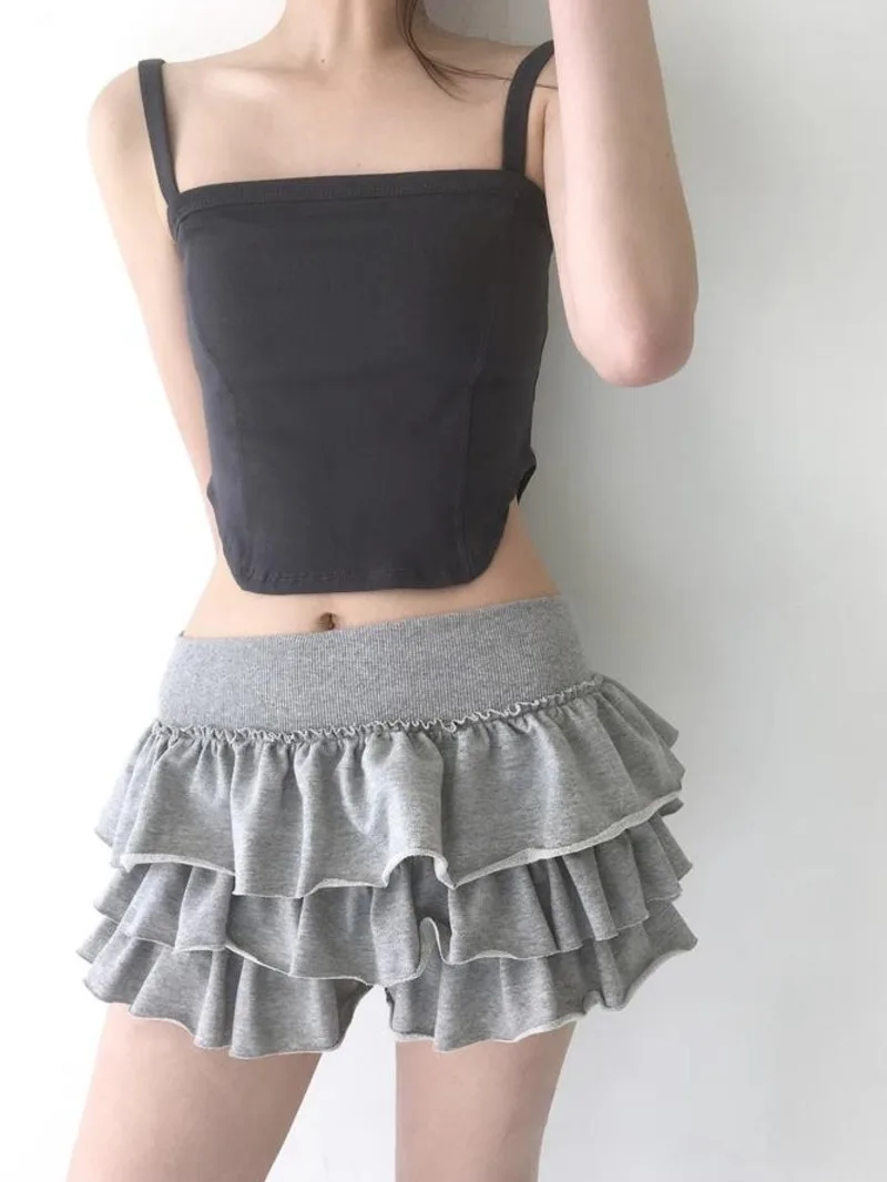 Słodka i pikantna spódnica baletowa o długości do połowy łydki z elastyczną talią i koronkowym dołem, rozkloszowana spódnica typu \"cake-aped\" dla młodych kobiet 8PO5