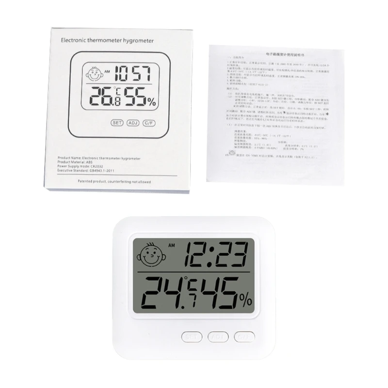 

Indoor Thermometer Hygrometer with Alarm Display Humidity Temperature Meter Dropship