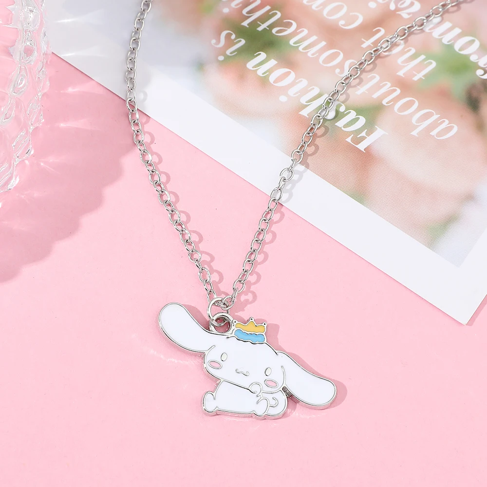 Sanrio Cinnamoroll Alloy Necklace Men's Women's White Pendant Jewelry Anime Accessories Girl Gift