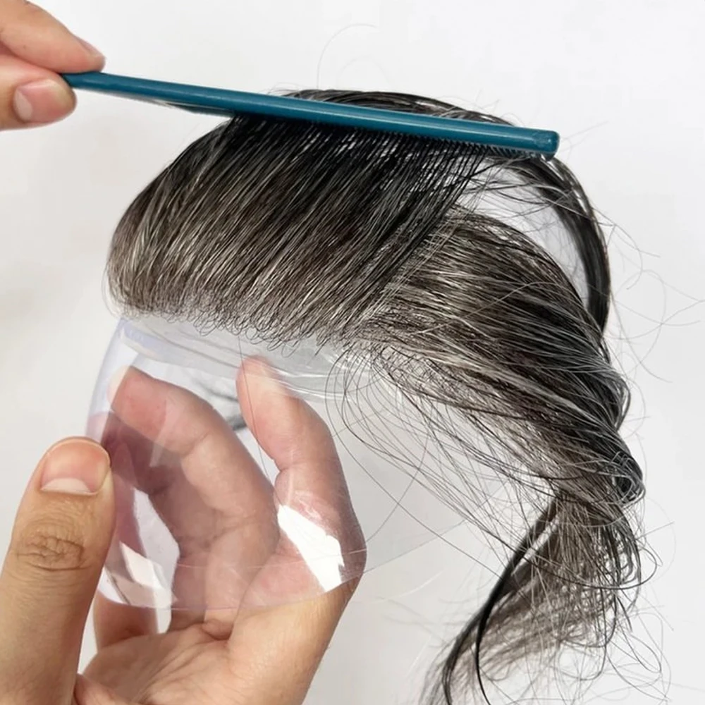 Natürliches Haar 1b80 # 230 # Haarersatzsystem 90% Dichte Leichtgewicht 0,02mm Superdünne Haut Unsichtbarer Natürlicher Haaransatz Toupet – Detail 1