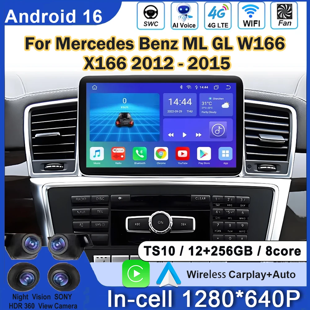 Carplay Android For Mercedes Benz ML GL W166 X166 2012 - 2015 Car Radio Stereo Multimedia Auto Head Unit Player GPS Navigation