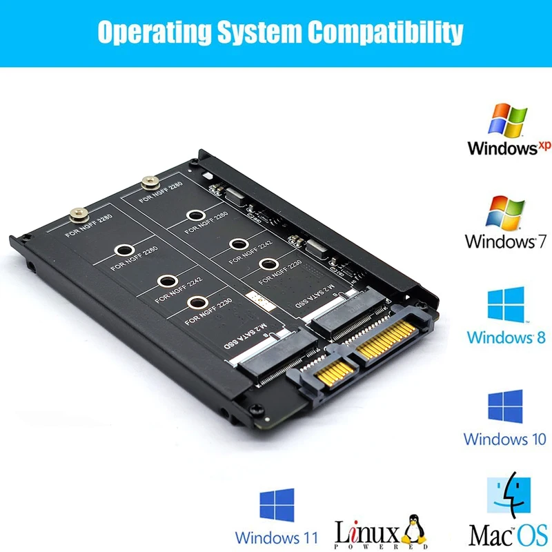 Metal Case Dual B+M Key M.2 NGFF SSD To 2.5 SATA 6Gb Adapter Card With Enclosure Socket M2 NGFF to SATA Adapter M.2 SATA Adapter