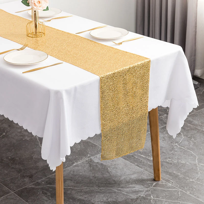 

Embroidered Sequins Tablecloth Table Runner Bling Bling Desktop Christmas Holiday Wedding Party Home Decorations Supplies