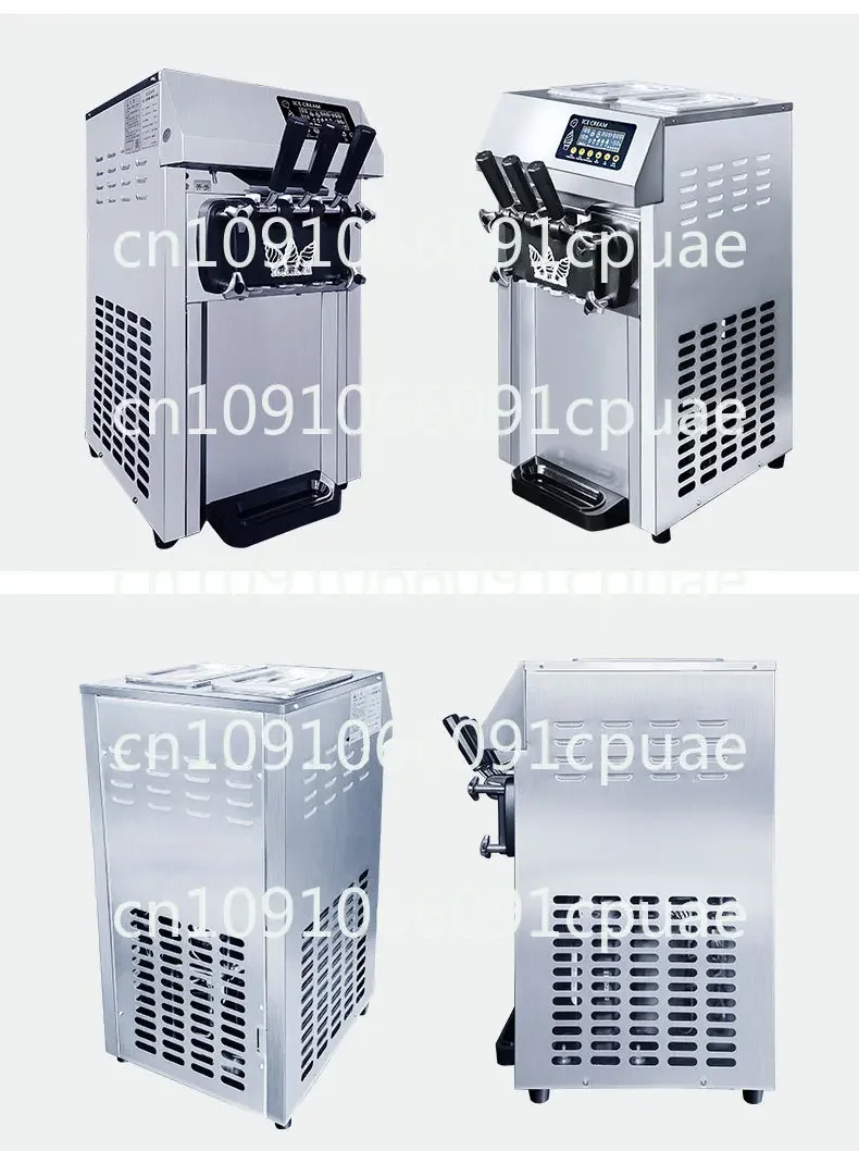 Machine à crème glacée électrique avec panneau LCD, 3 saveurs, compresseur à trémie de 6L