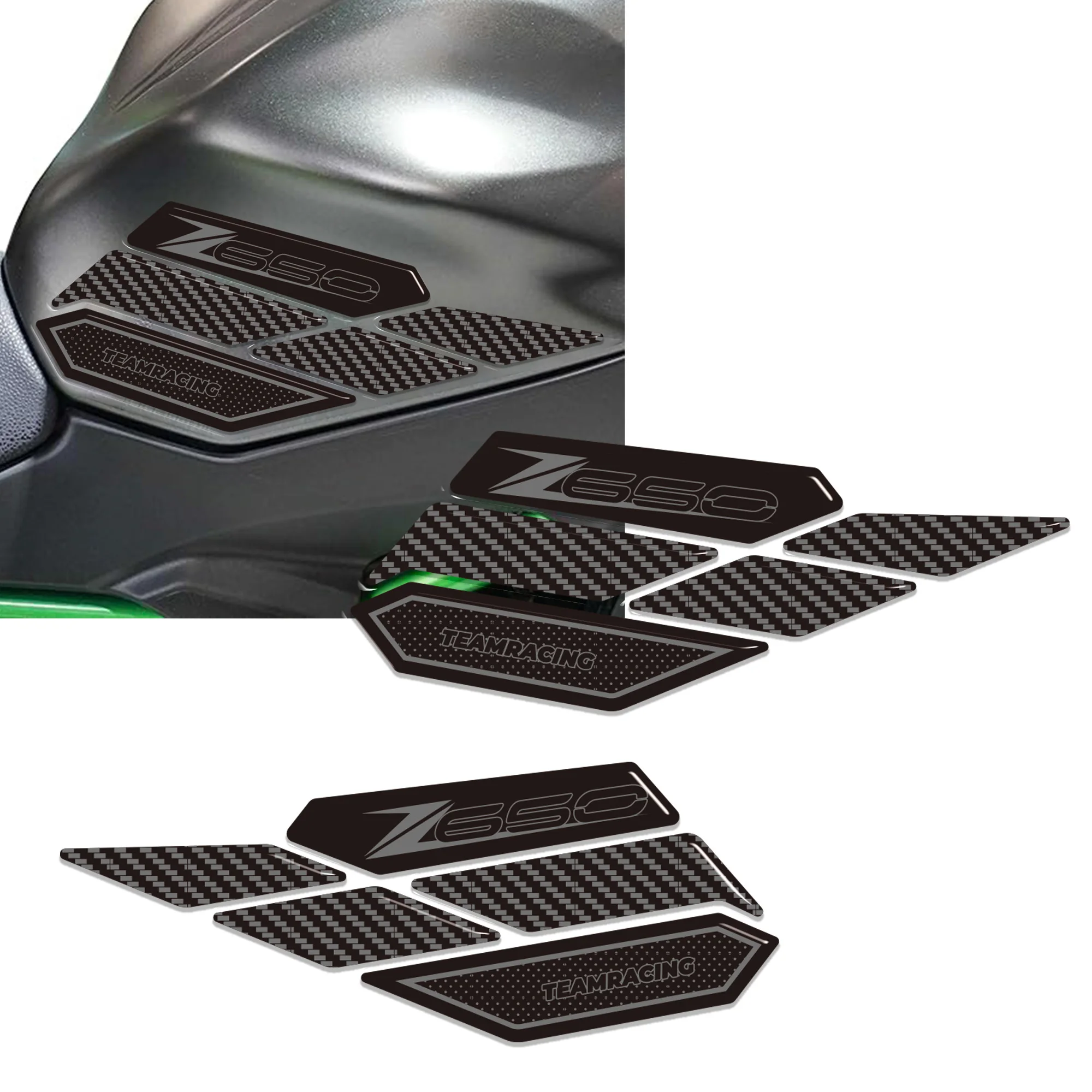 3D Motorcycle Stickers adhesive decals Wind Deflector Windscreen Protector Tank Pad Kit Knee for Kawasaki Z650 Z 650 2023-2025