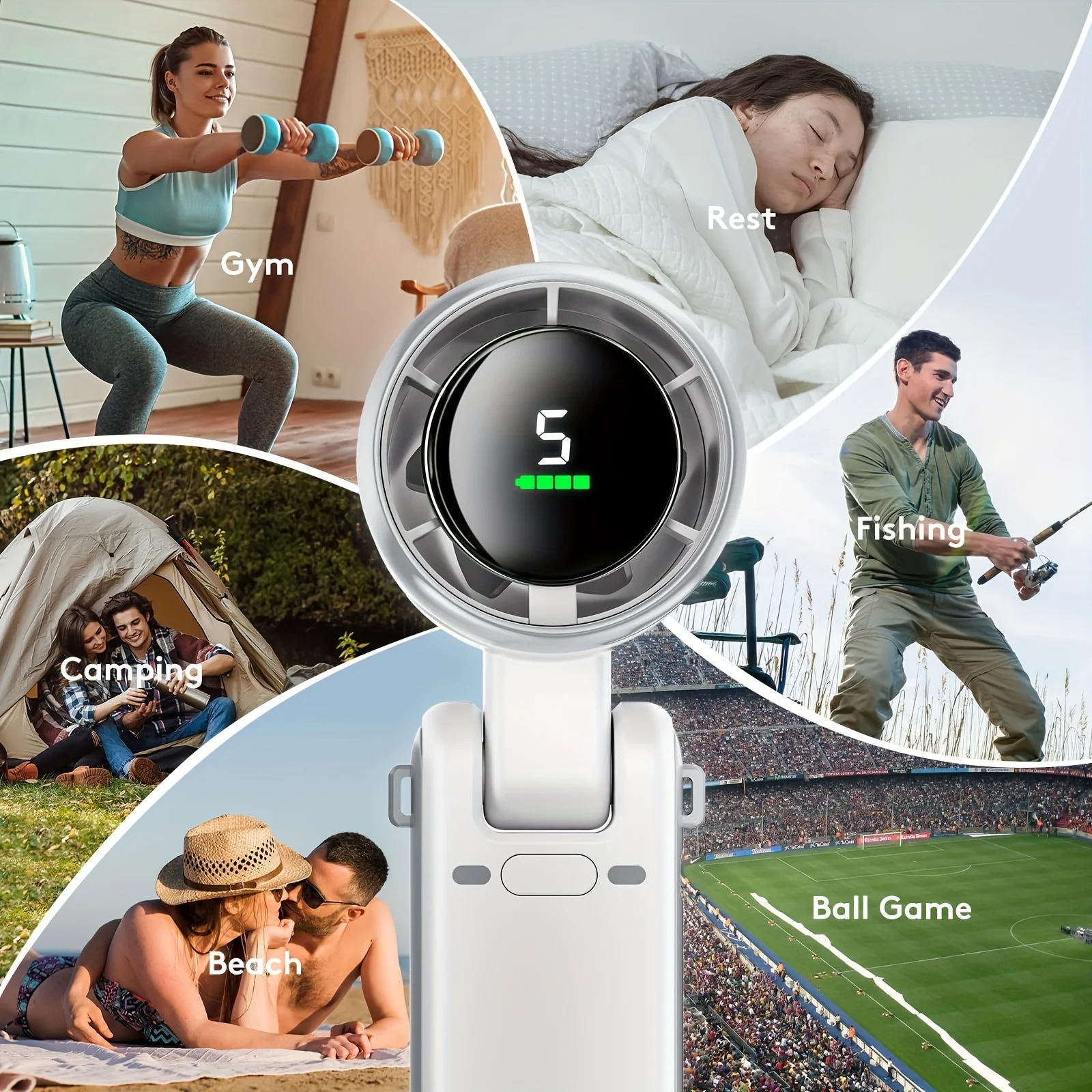 Portable Handheld Mini Fan, Turbo High-Speed Cooling Fan with 5 Wind Speeds & Digital Display, USB Rechargeable Fan for Camping image 3