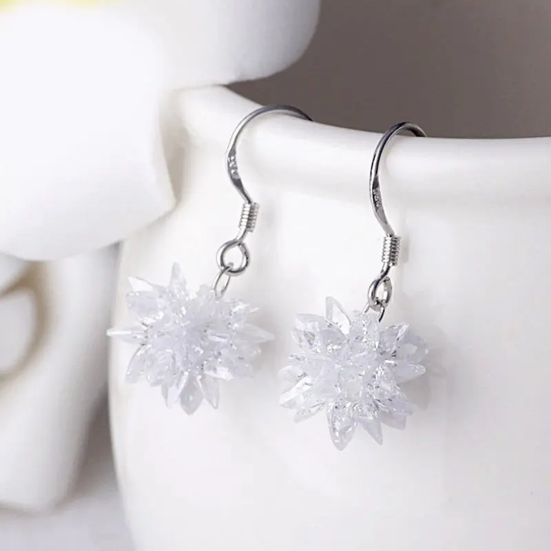 925 silver needle New Women\'s Fashion High Quality Earrings Crystal Ice Flower Long Tassel Zircon Earrings