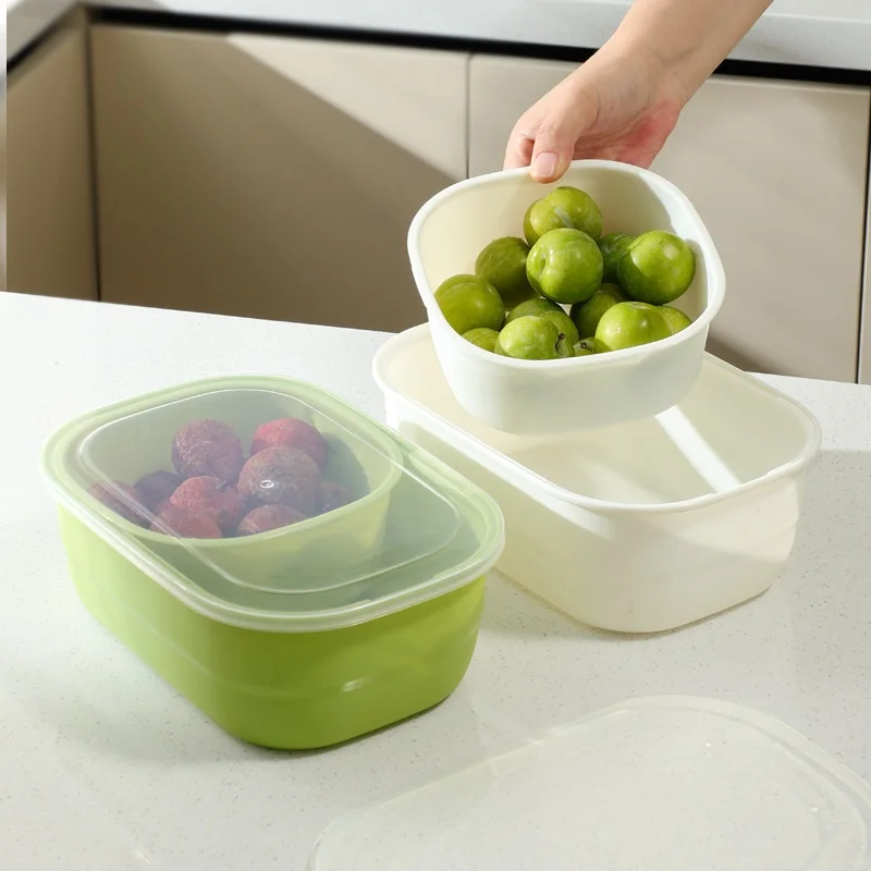 

Double Layer Thickened Sealed Storage Fruit Basket Nuts Snacks Candy Tray Drainage Plate Kitchen Storage Organizer