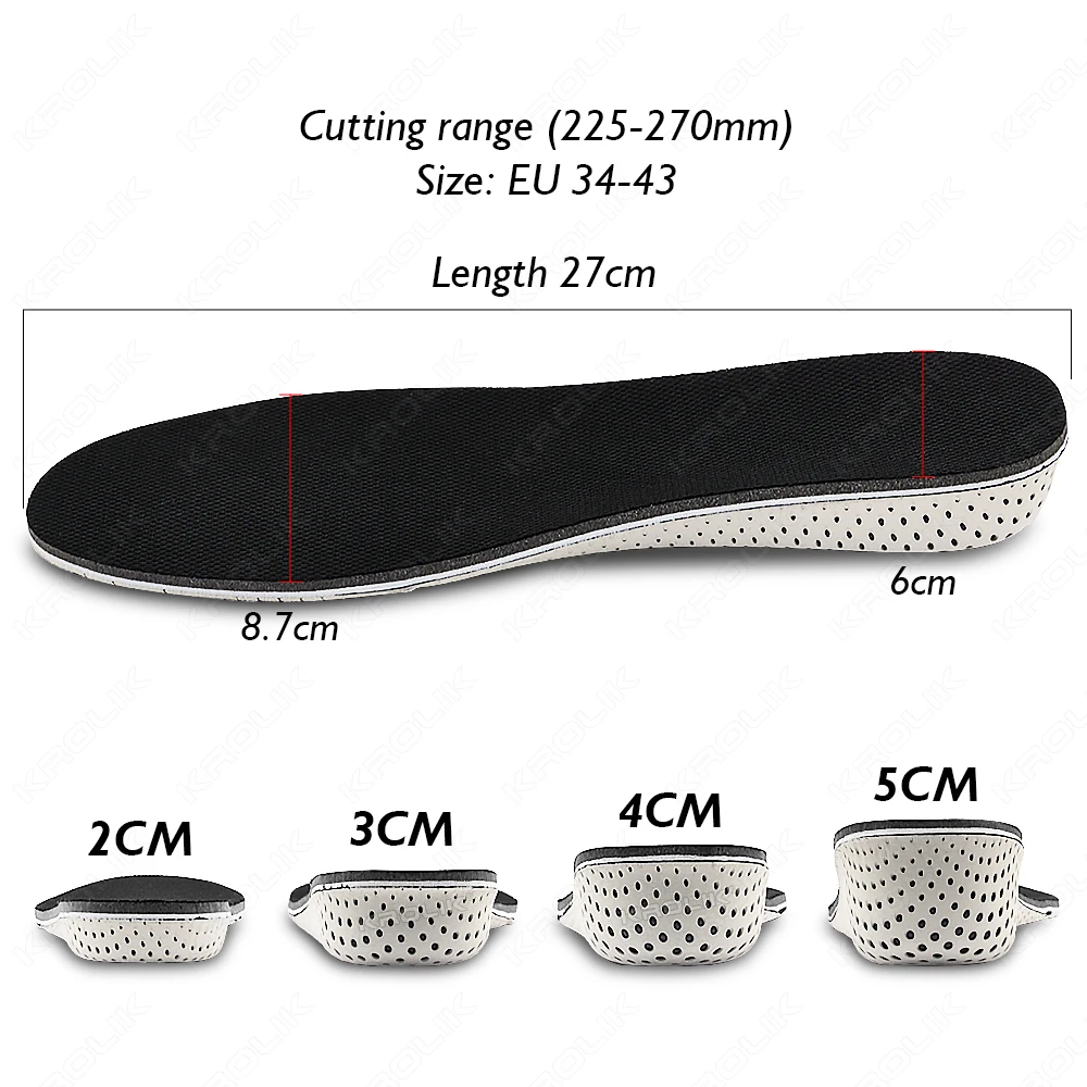 Invisible Height Increase Insoles  EVA Memory Foam Men Women Shoe Insole Heel Lifting 2/3/4/5CM Taller Cushion Heighten Shoe Pad