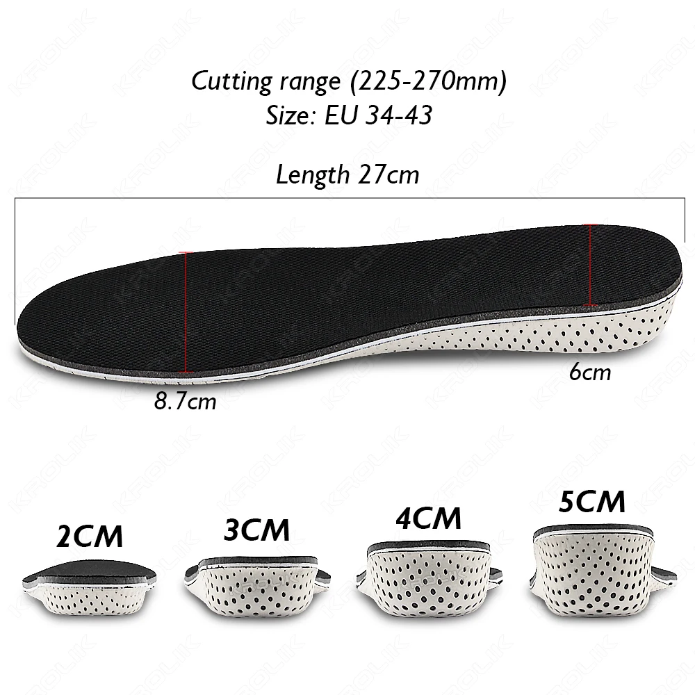 Invisible Height Increase Insoles EVA Memory Foam Men Women Shoe Insole Heel Lifting 2/3/4/5CM Taller Cushion Heighten Shoe Pad