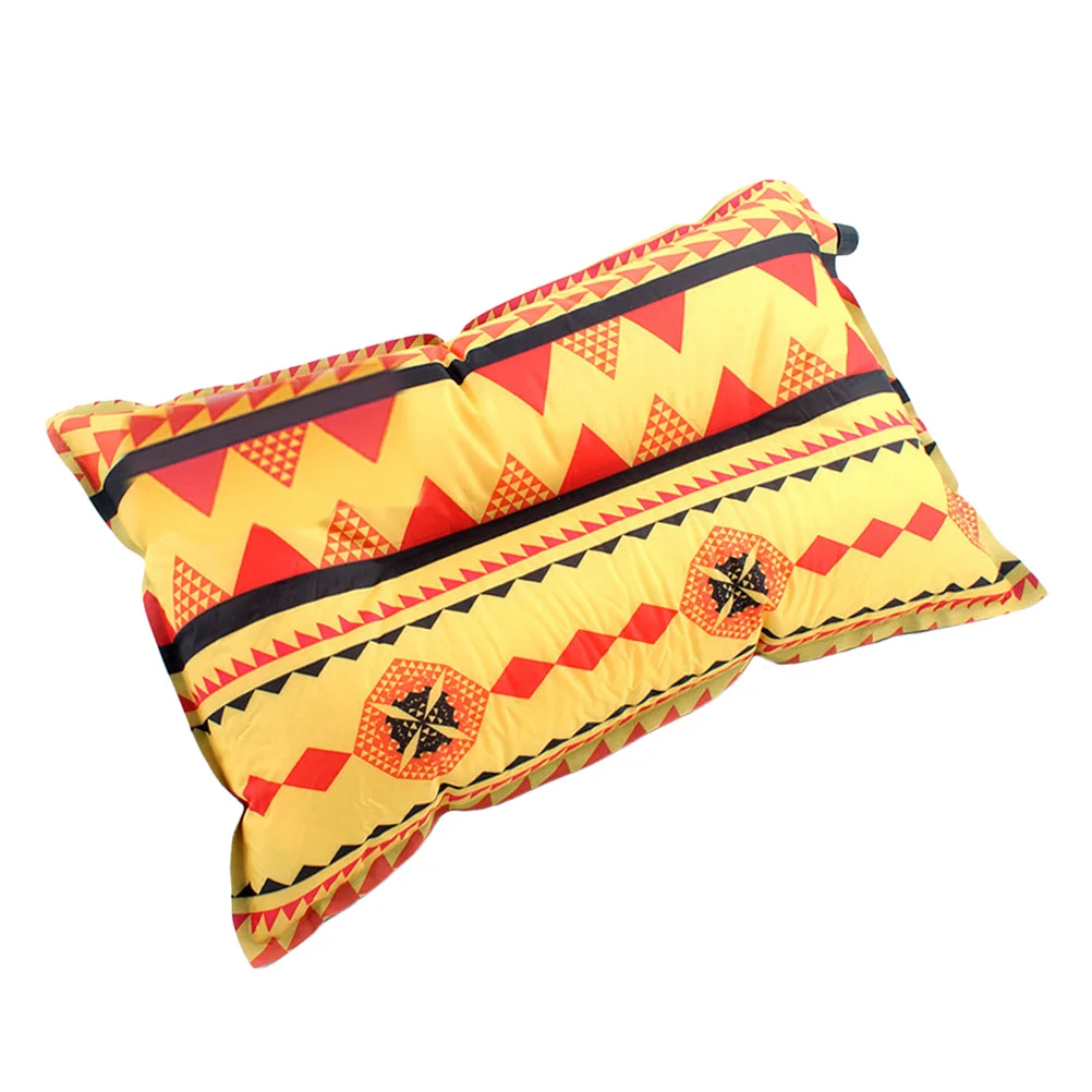 

1Pcs Automatic Inflatable Pillow Orange Stripes Portable Comfortable Camping Pillow Travel Rest Support for Cervical Vertebra