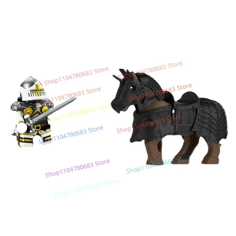 

MOC Building Blocks Used Knight War Horse Miniature Doll Cartoon Assembly Model Decorative Toy Children's Gift Collection