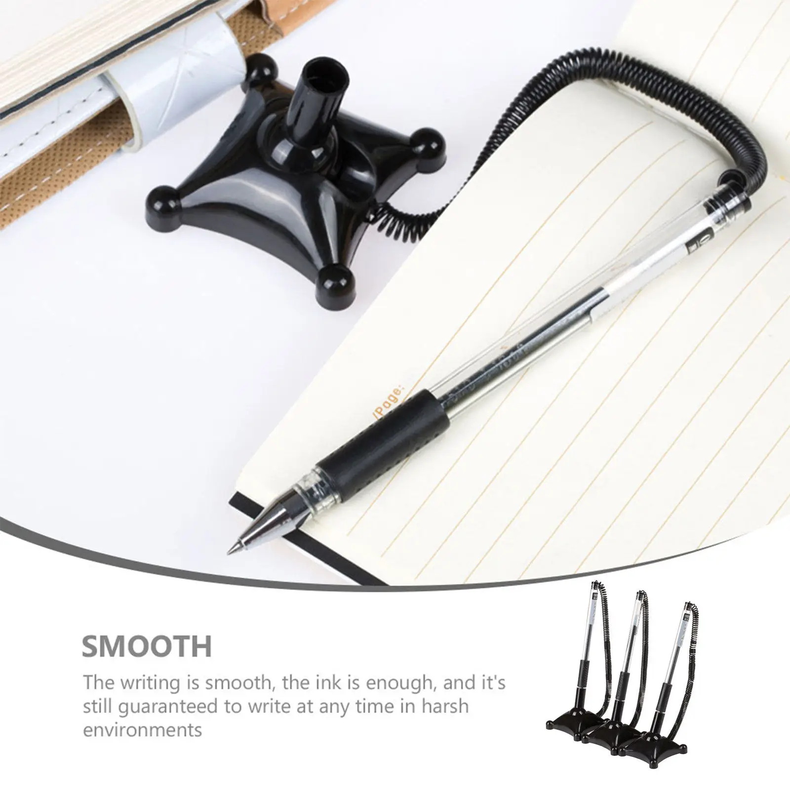 3Pcs Counter Sign Pens Simple Design Desktop Fixed Signature Pens Office Ballpoint Writing Stationery