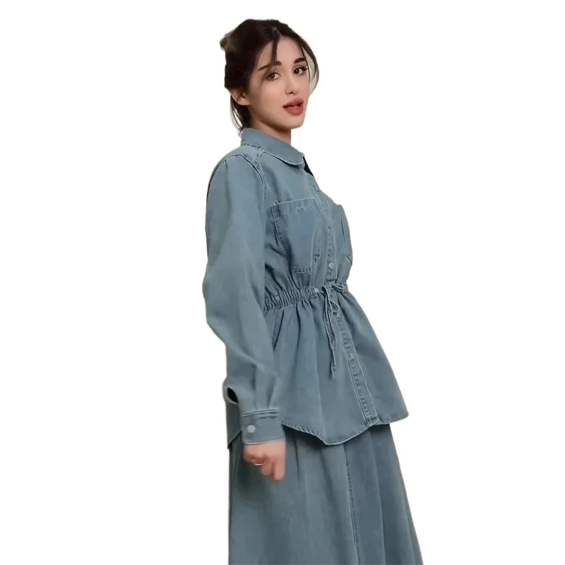 

2026 New Women's Clothing European American Fashionable High-end Suit Single-breasted Long-sleeved Top Loose Skirt Set Comfort