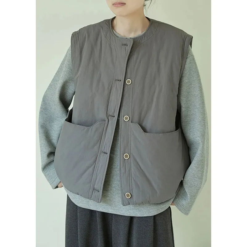 

Осенне-зимний женский новый тонкий стеганый жилет, куртка в стиле ретро, хлопковая свободная универсальная женская однобортная куртка-жилет