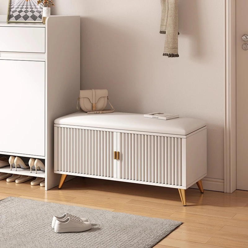 

Shoe Storage Bench, Wall Mounted Long Entryway Sitting Stool & Shoe Rack, Space Saving Hallway Organizer, Sturdy for Small Space