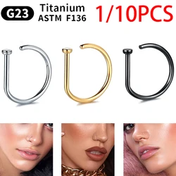 ASTM F136 Titanium Piercing D Shape Nose Ring Hoop Wholesale Flat Back Labret Septum Lip Rings Nostril Studs Ear Cartilage Ear