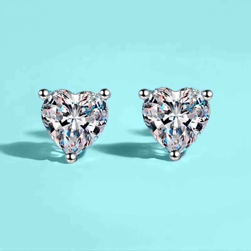 

4-каратное серебро 925 пробы PT950, позолоченные минималистичные серьги в форме сердца с муассанитом, сертифицированный GBA, подарок для подруги, подарочная коробка Bestie