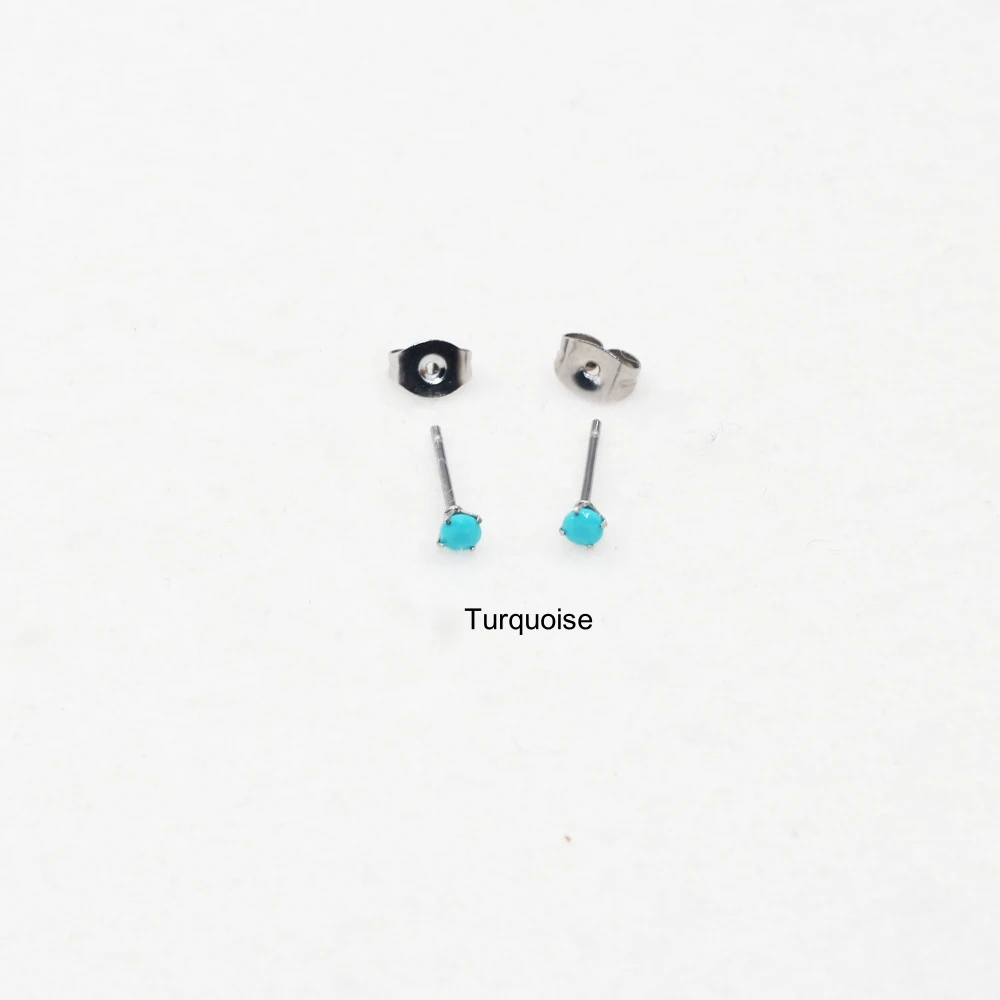 3 mm AAA runde, farbenfrohe Zirkonia-Ohrstecker mit Edelstahlnadel, Vintage-Schmuck, 20 Farben zur Auswahl, antiallergisch. – Detail 7