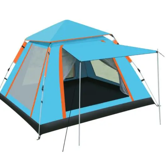 3-4 people  Extended Type Tent Two Doors And Four Window Automatic Quick Open  Camping Tent