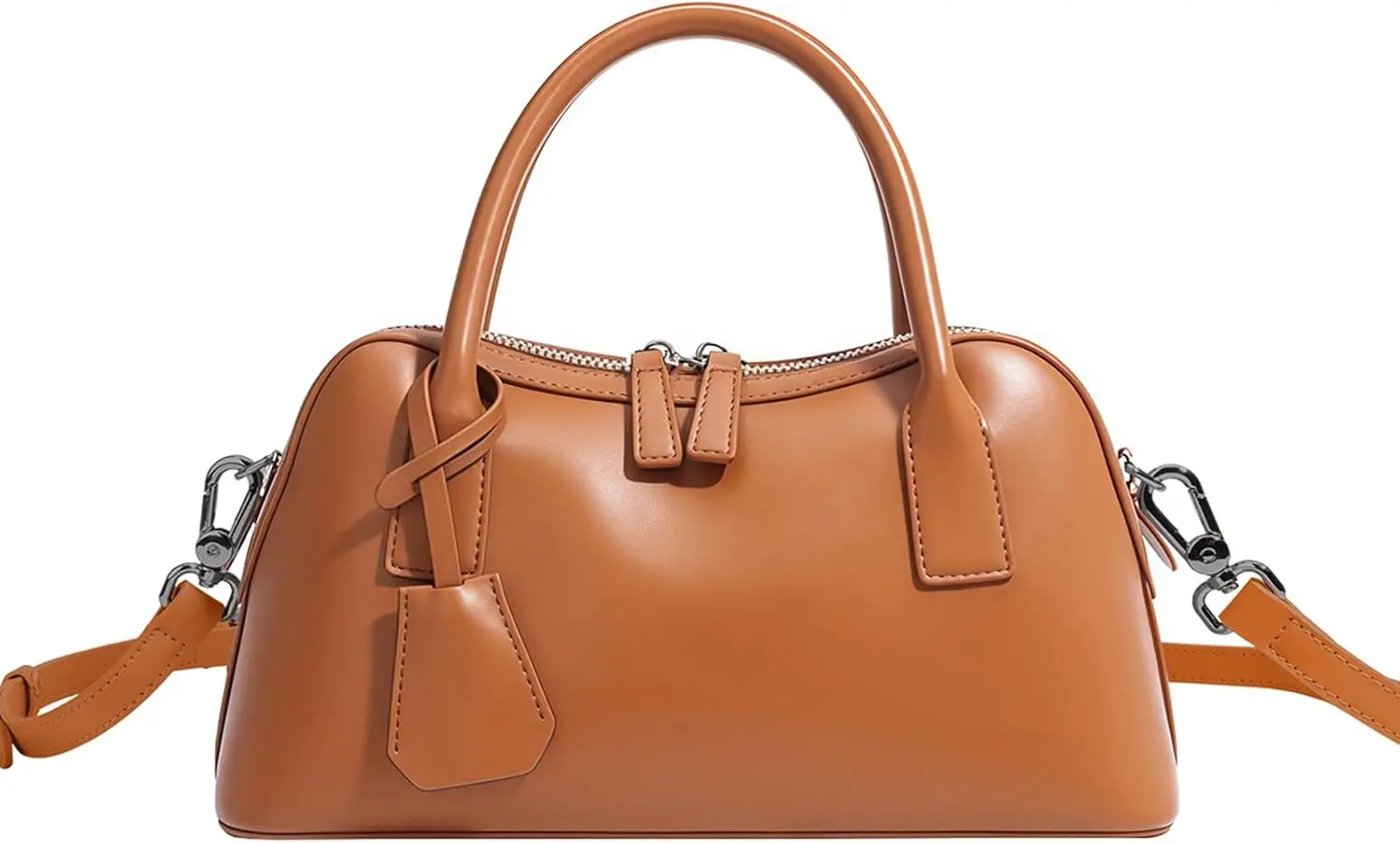 

Women’s Genuine Leather Shoulder Satchel, Top-Handle Bowler Handbag with Zipper Closure